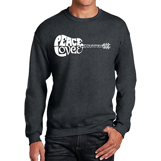 LA Pop Art Peace Love Country - Mens Word Art Crew Sweatshirt