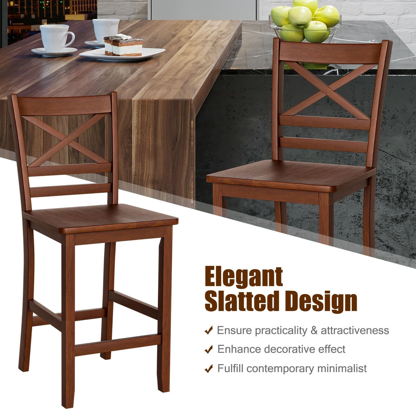 SlickBlue 25 Inch Counter Height Bar Stools Set of 2