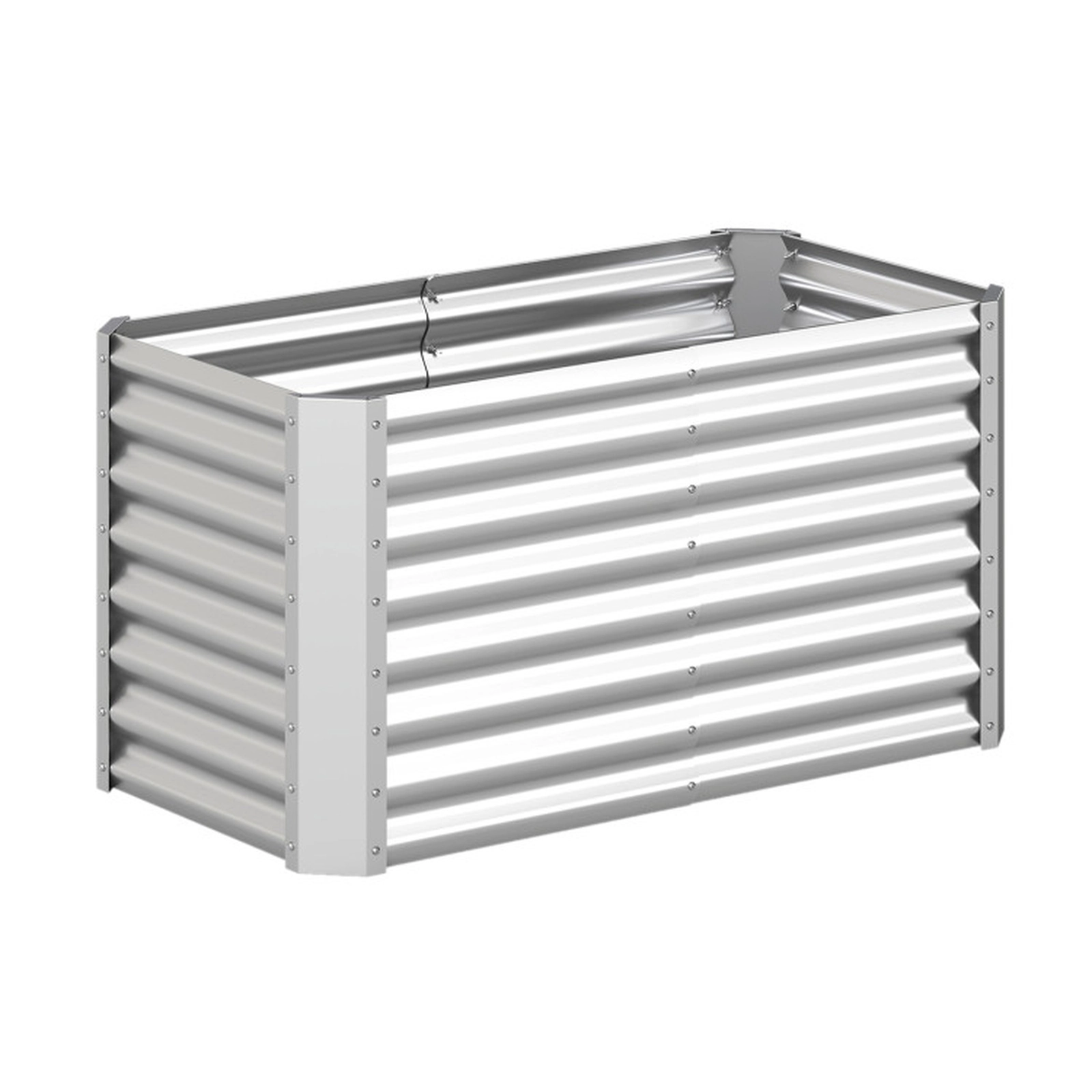 SUGIFT 4 x 2 x 2-ft Galvanized Steel Rectangular Raised Garden Bed with Corrugated Panels and Open-Ended Base
