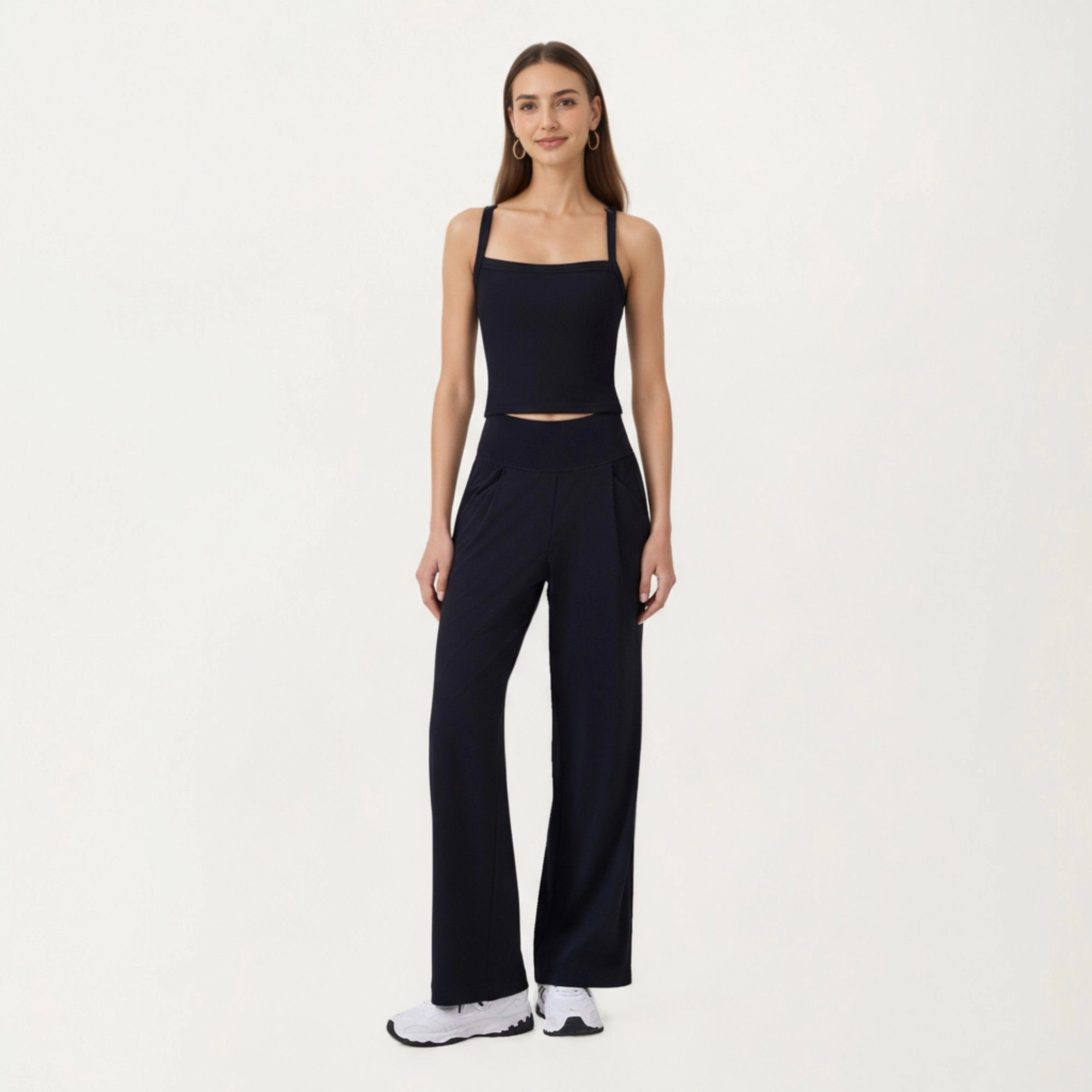Anna-Kaci Women's High-Waist Wide-Leg Sweatpants with Side Pockets and Smooth Stretch Fabric