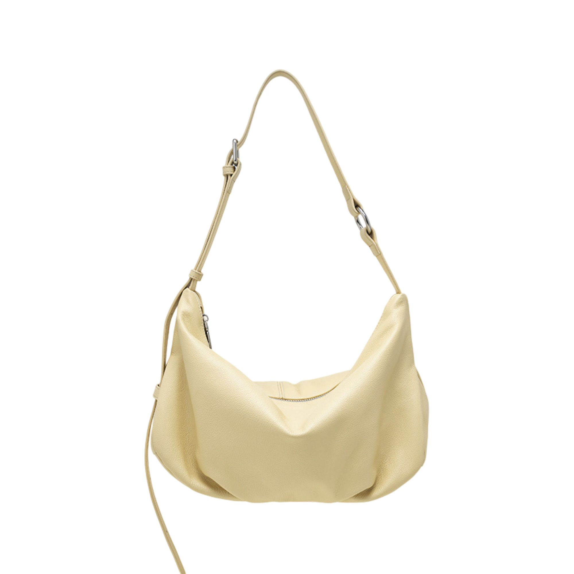 Alilang Women's Slouchy Leather Shoulder Bag with Adjustable Strap Soft Crescent Silhouette and Zip Closure