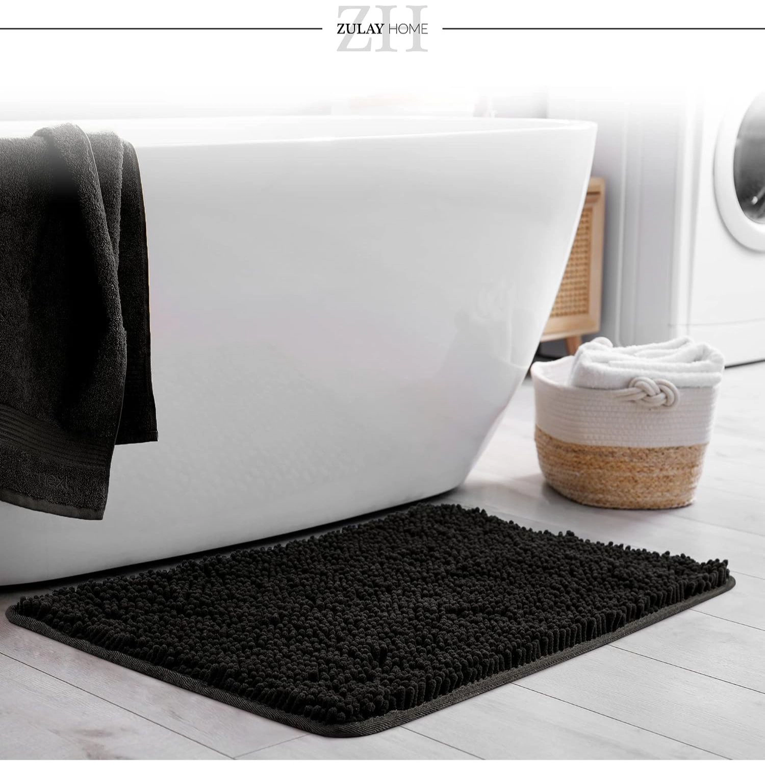 Zulay Home Soft Shaggy Bathroom Rug - Ultra Absorbent Bath Mat 20 x 30 Inches