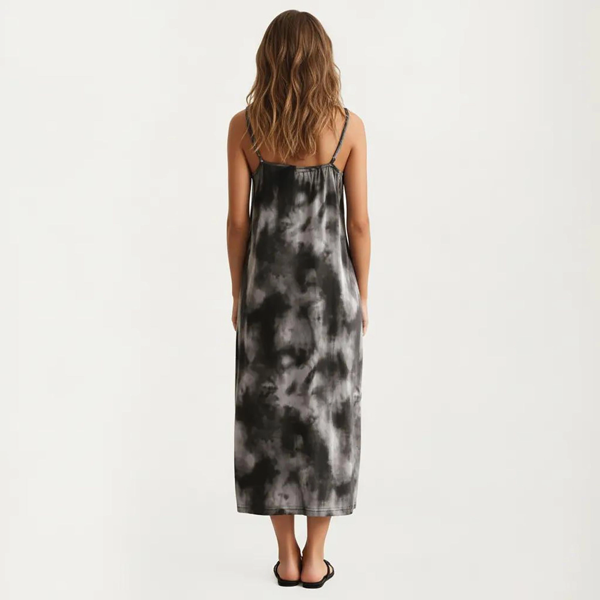 Anna-Kaci Women's Tie Dye Sleeveless Pajama Dress with Spaghetti Straps Relaxed Fit Midi Sleepwear Nightgown