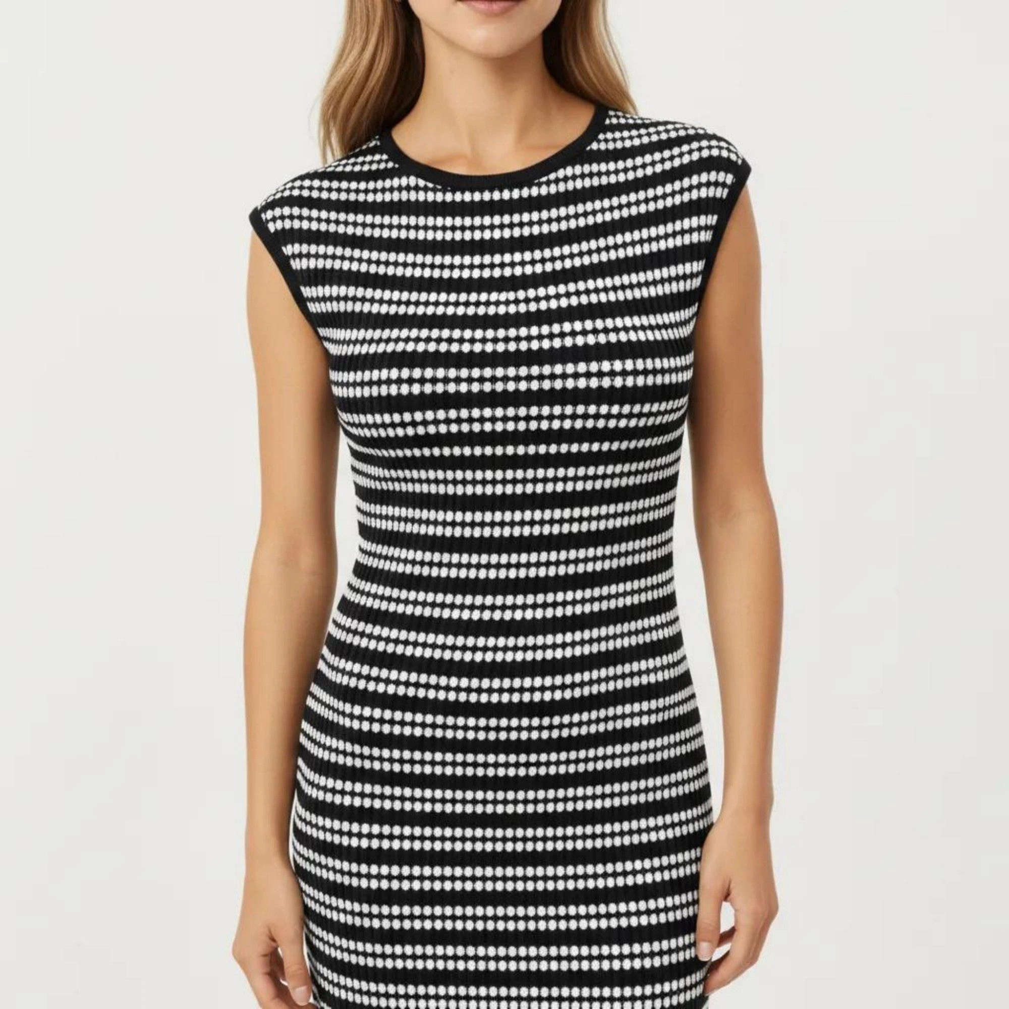 Anna-Kaci Women's Sleeveless Crew Neck Striped Knit Column Maxi Dress