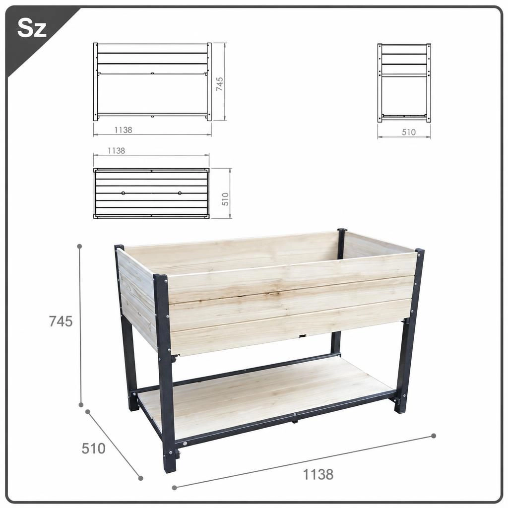 WOW PIONEER Solid Wood Rectangular Raised Planter for Patio Yard Balcony Backyard Garden