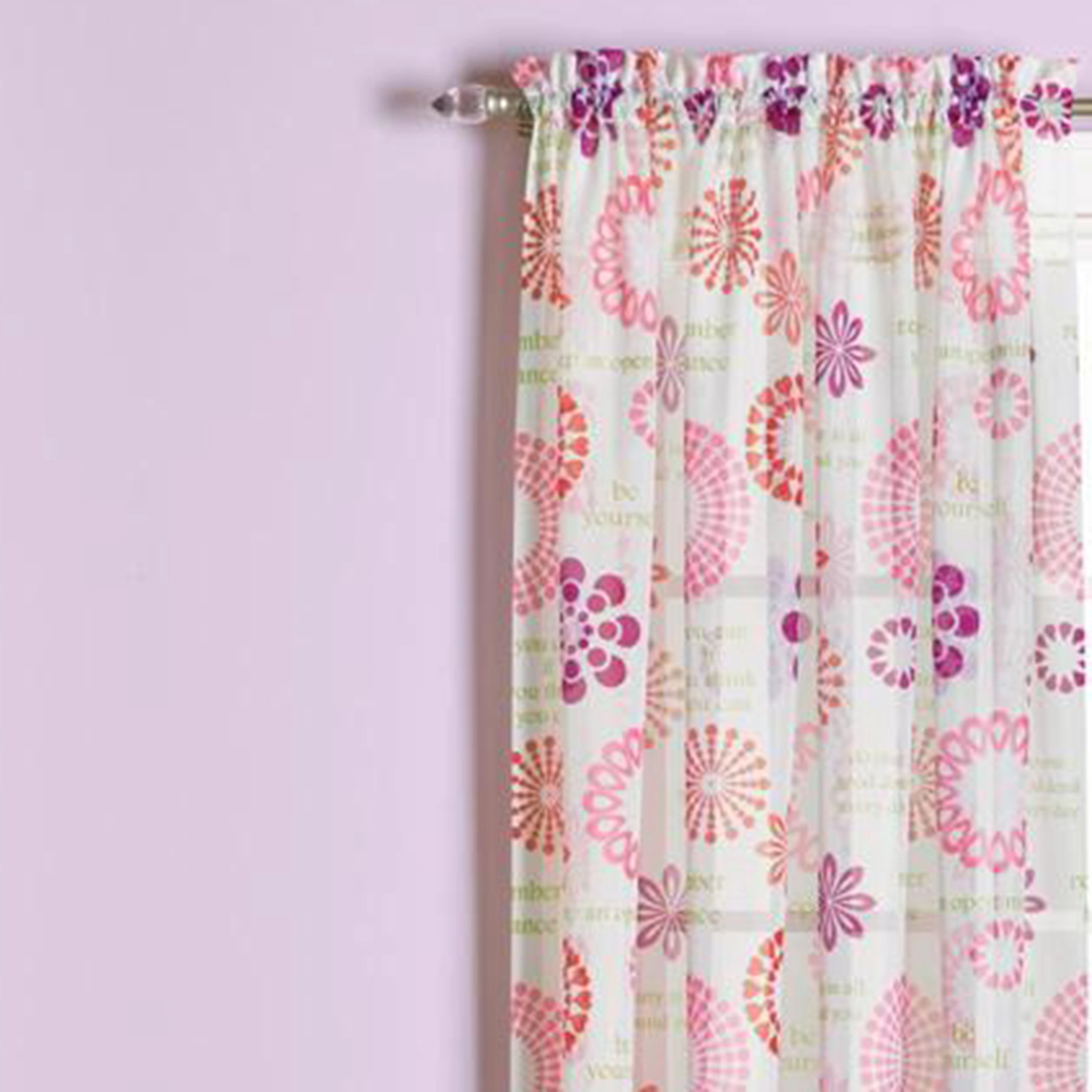 Saturday Knight Ltd Dream High Quality Lavender Printed Stylized Window Panel With 1.5" Rod Pocket 58"x63" Coral Pink