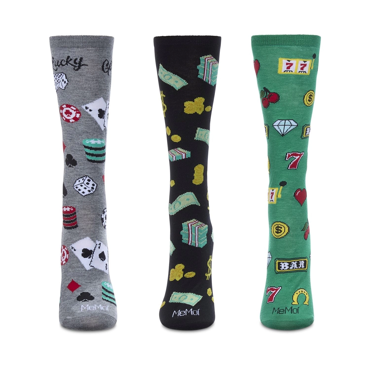 MeMoi You Bet You 3 Pack Gift Set Crew Socks
