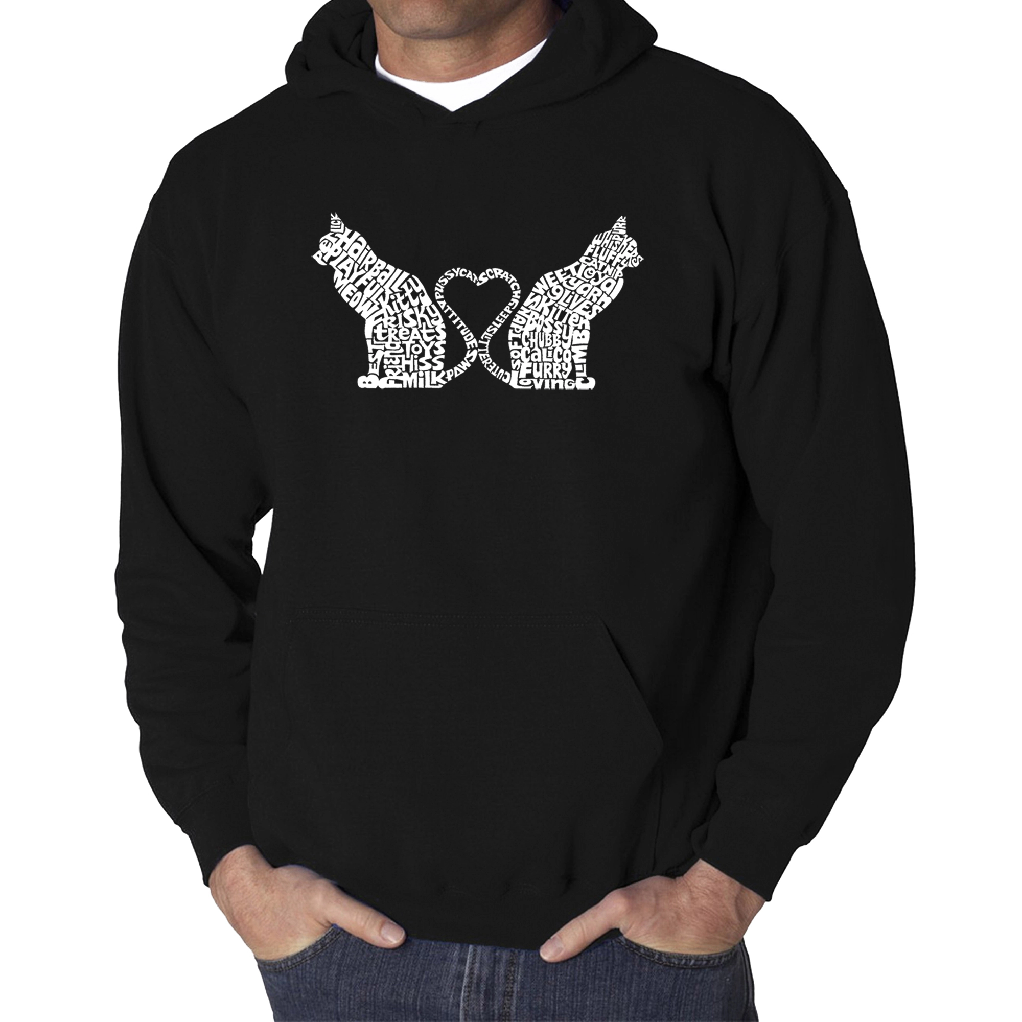 LA Pop Art Cat Tail Hearts - Men's Word Hooded Sweatshirt