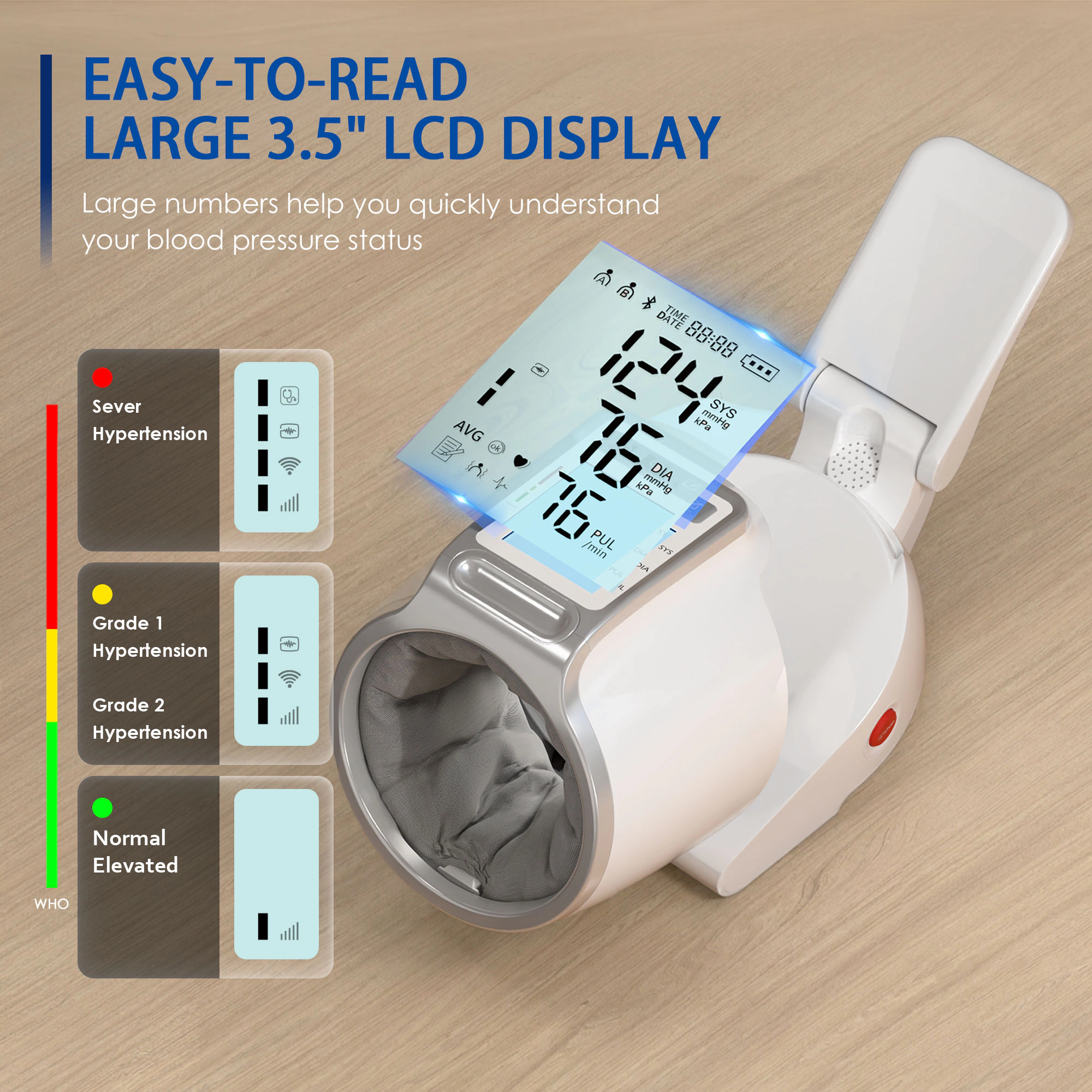 NICEBAY 38-Second Fast Reading Blood Pressure Monitor – Error-Free Cuff, Dual-User Memory, Foldable & USB-C Rechargeable