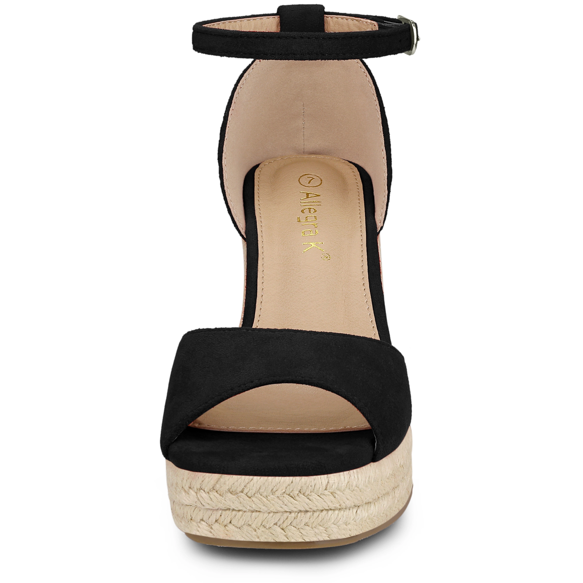 BLISSFUL STEP Women's Platform Espadrille Wedge Open Toe Ankle Strap Sandals