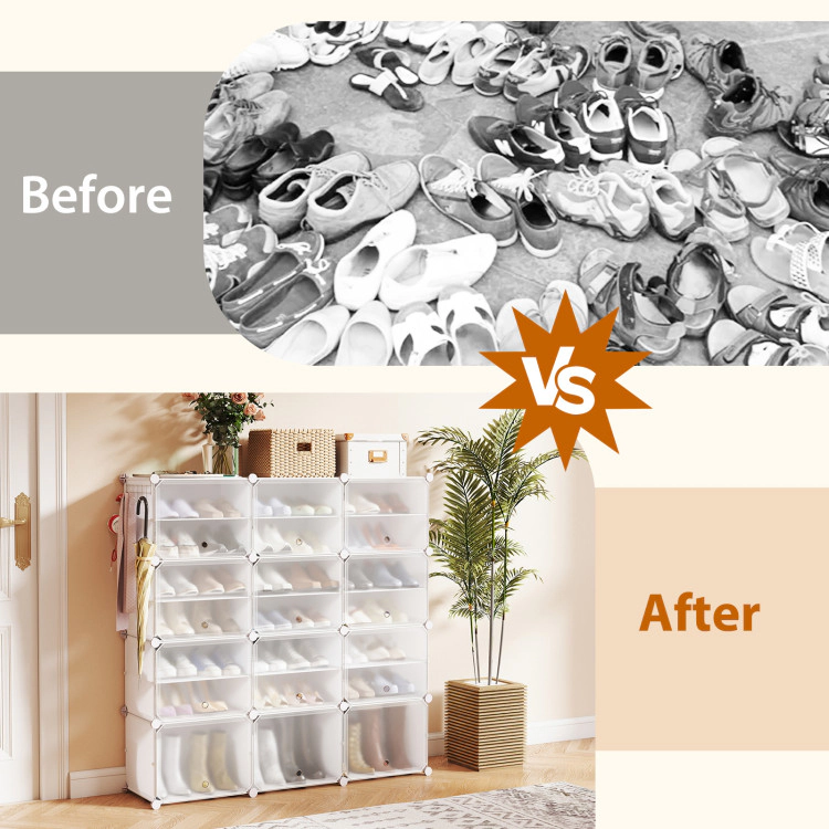 Hivvago 12-Cube 48 Pairs Portable Shoe Shelves with Hook