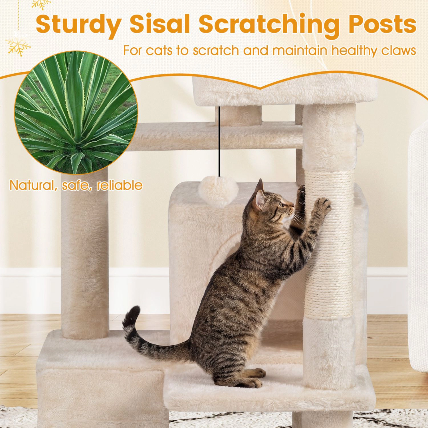 SlickBlue Tall Cat Tower with 2 Condos, Scratching Posts and Ladder