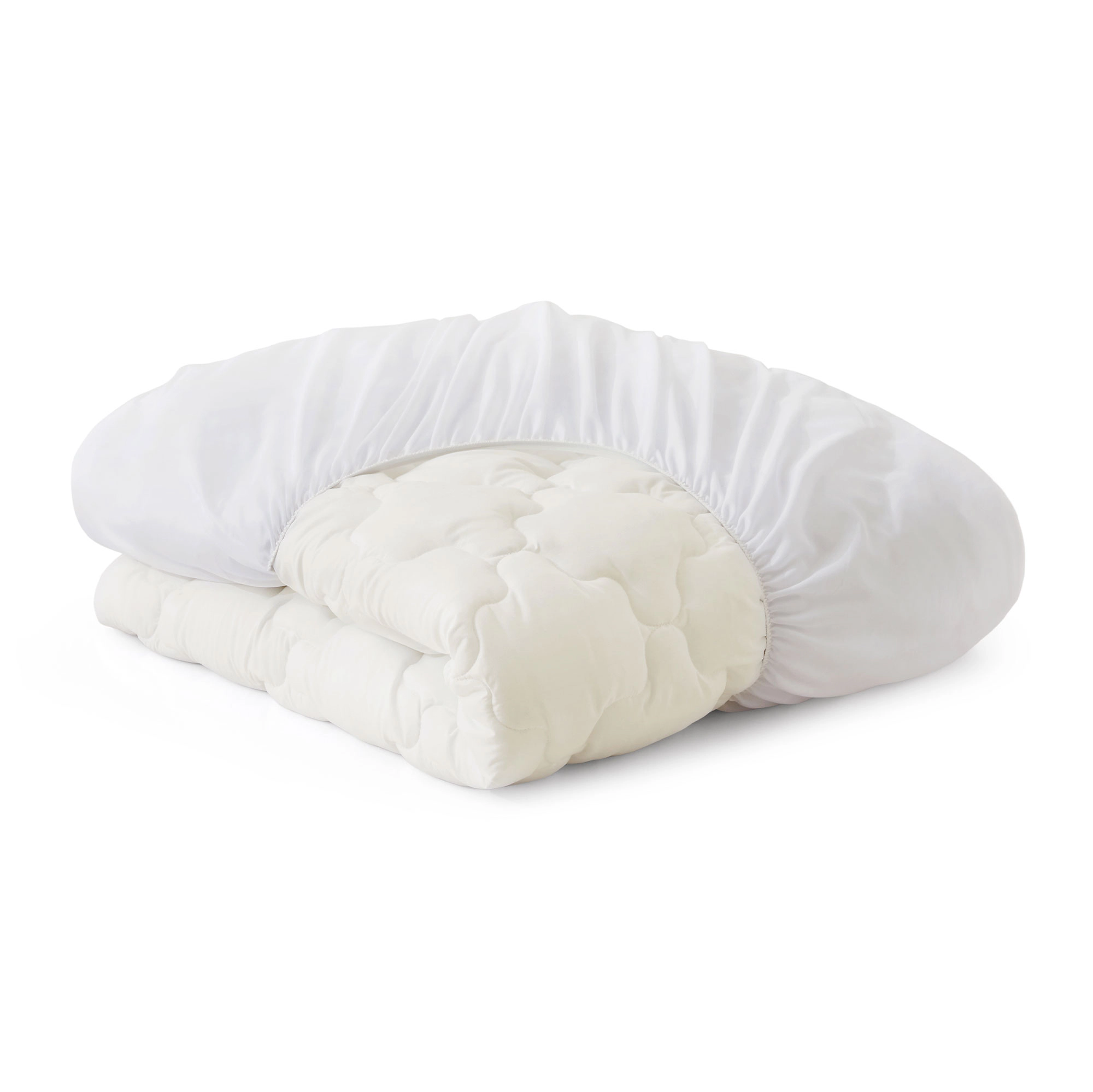 PEACE NEST Clover Pattern Down Alternative Mattress Pad with 100% Organic Cotton Fabric Beige