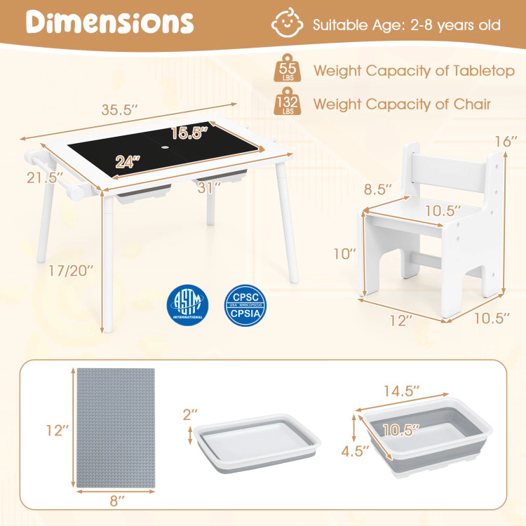 Hivvago Sensory Table And Chair Set For Kids 2-8 With Foldable Bins