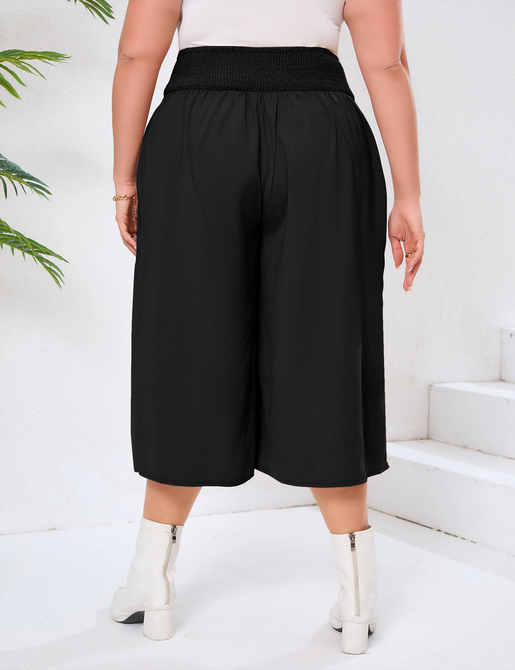 KOJOOIN Women's Plus Wide Leg Palazzo Pants Casual Trouser Outfits with Pockets