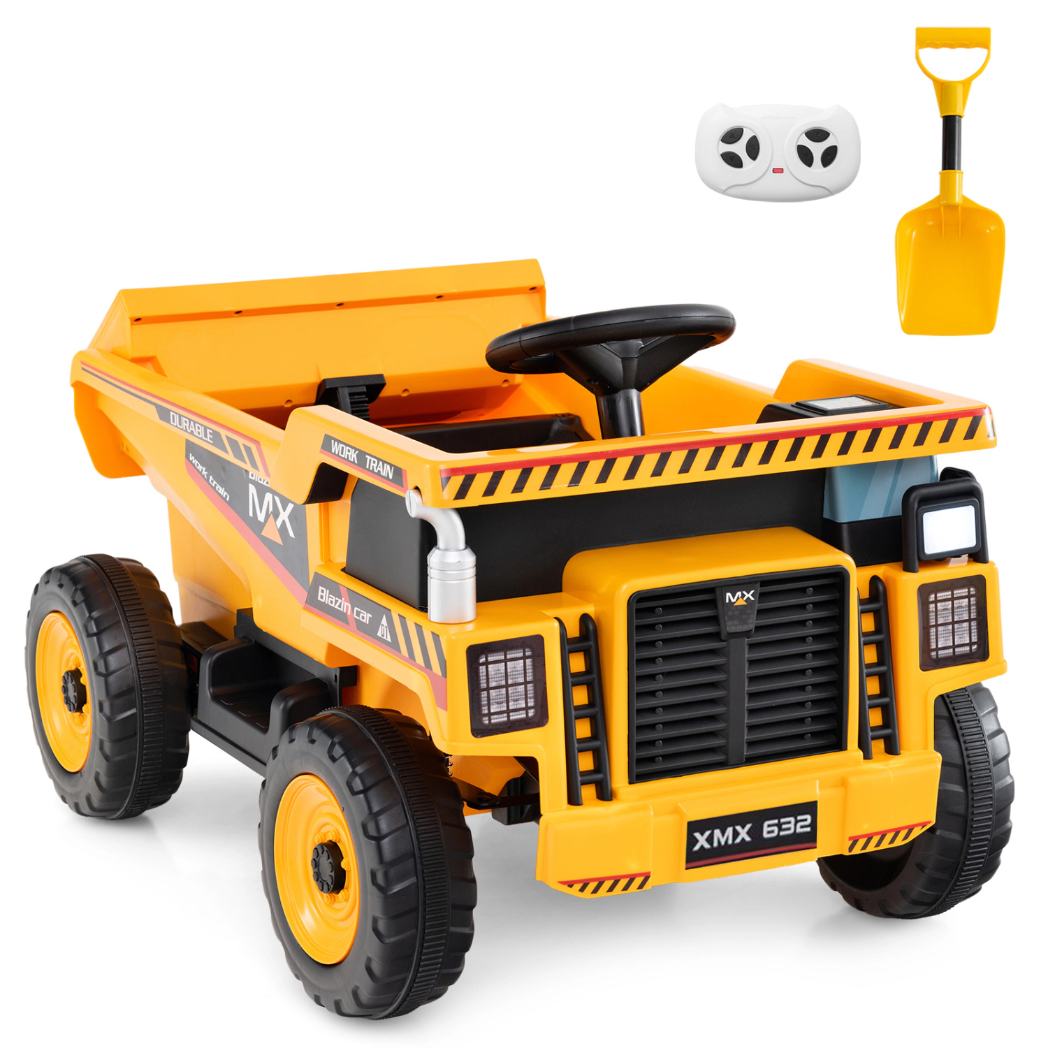 LJG Kids 24V Construction Electric Vehicle with Dump Bed and Remote Control for Aged 3-8