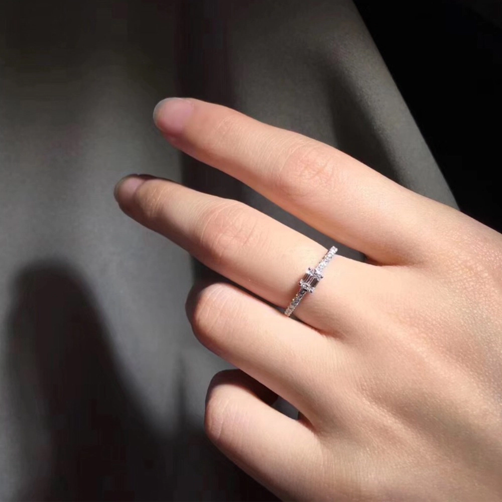 Wardrobe Whimsy Emerald Cut Cubic Zirconia Stacking Promise Ring for Women