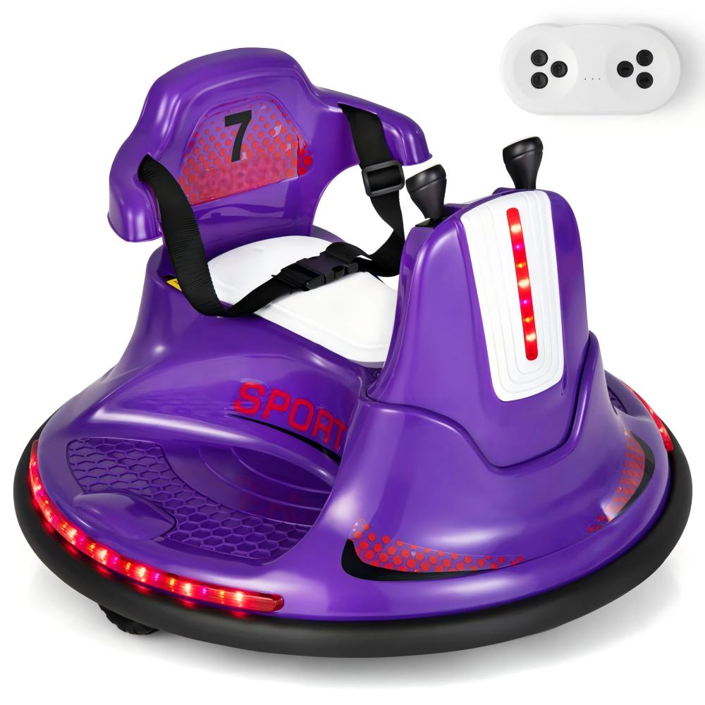 SUGIFT 12V Kids Ride On Bumper Car with Remote Control 66-lb Capacity Ages 37-95 Months Purple