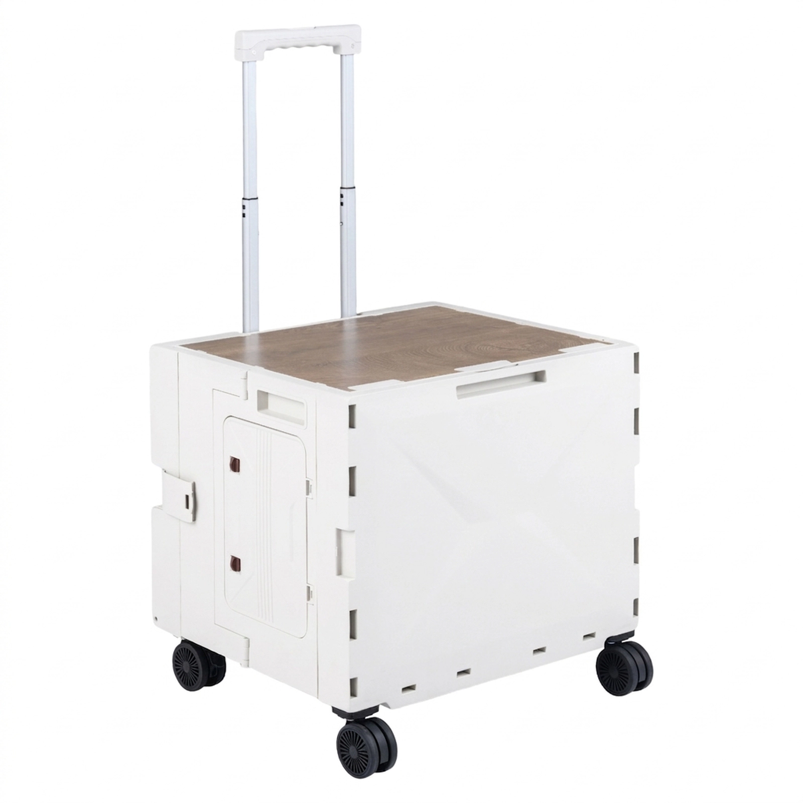 SUGIFT Foldable Utility Cart 4 Wheels Telescoping Handle 66-lb Lid Capacity 20-37-in Handle 20 x 17 x 20-in White