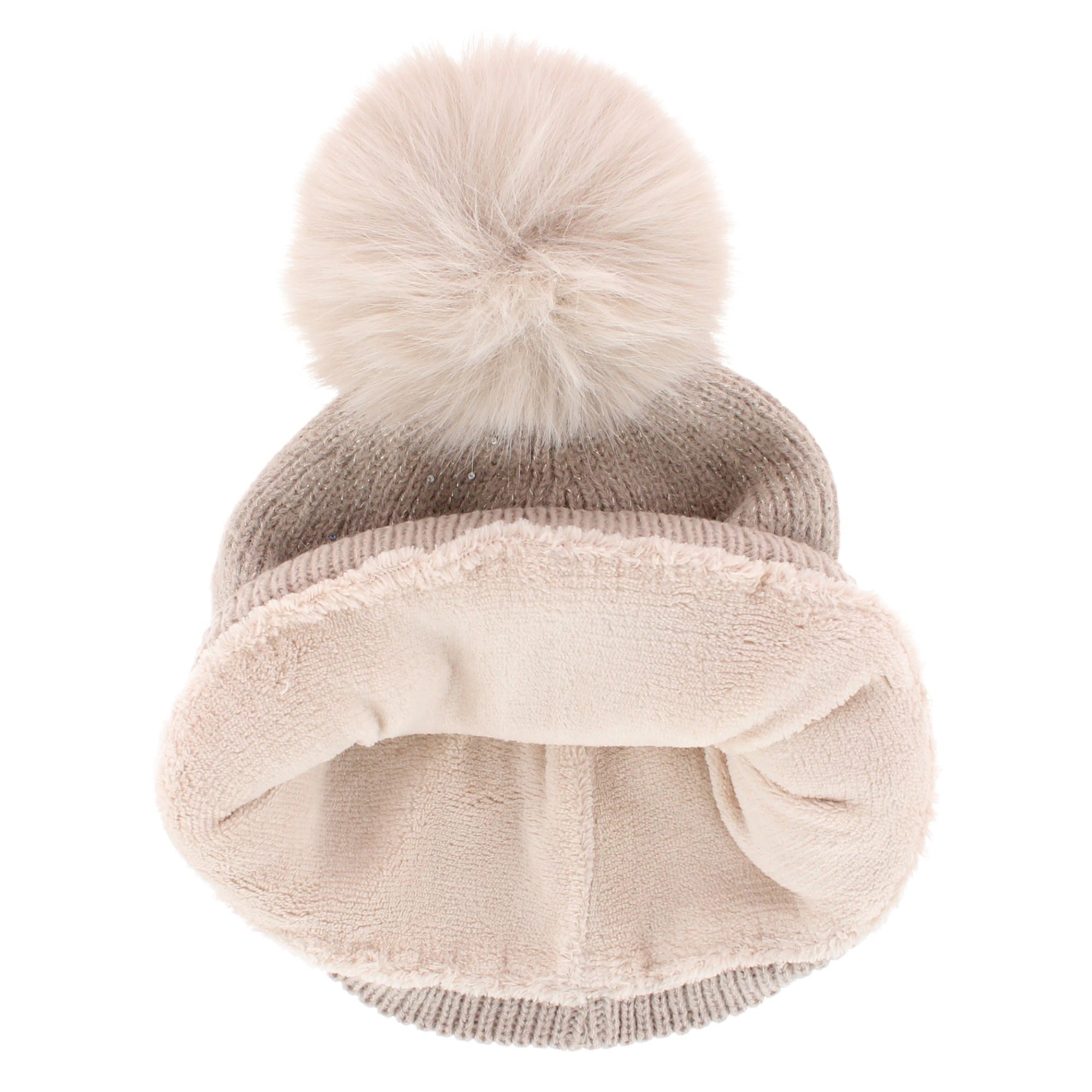 David & Young Women's Lux Knit Lined Winter Beanie Hat with Stone Detail
