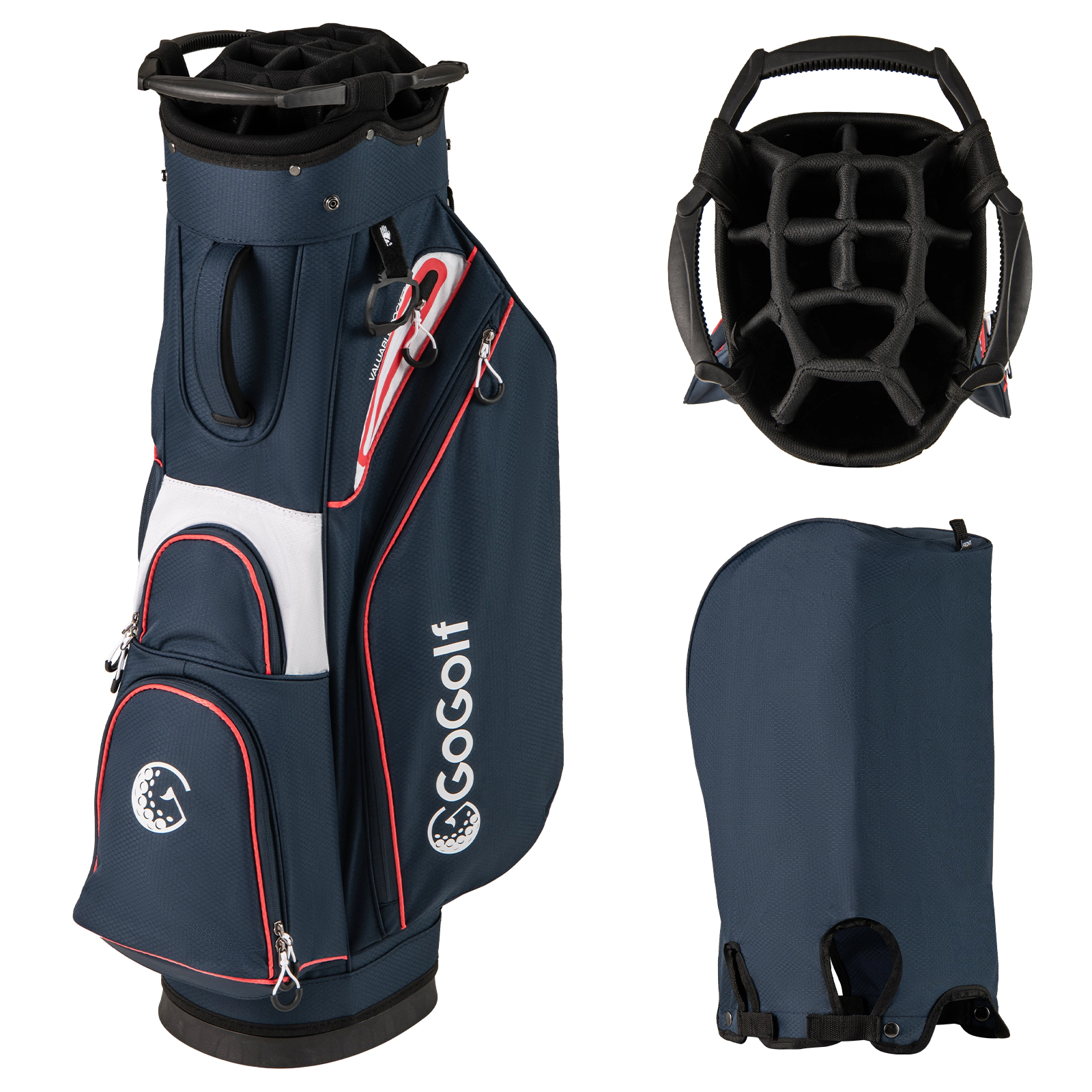 SUGIFT Navy 14-Way Top Dividers 6 Pockets and Rain Hood Golf Cart Bag
