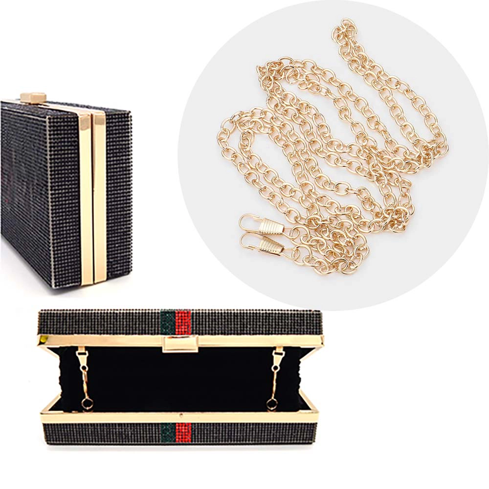 FASHNZFAB Bling Color Block Rectangle Evening Clutch / Crossbody Bag