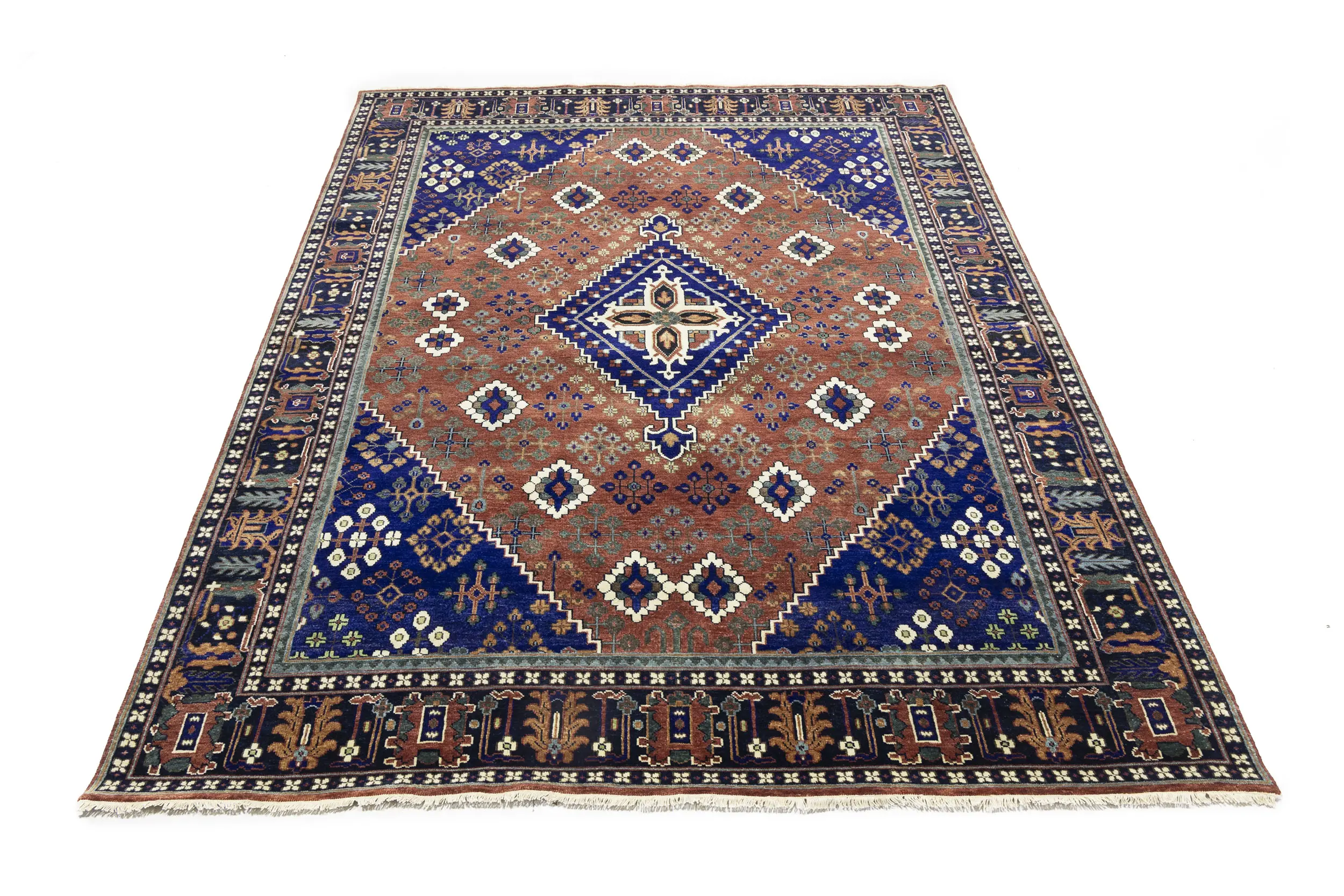 Magic Rugs Rust & Navy Tribal 8X10 Indo-Joshaghan Oriental Rug