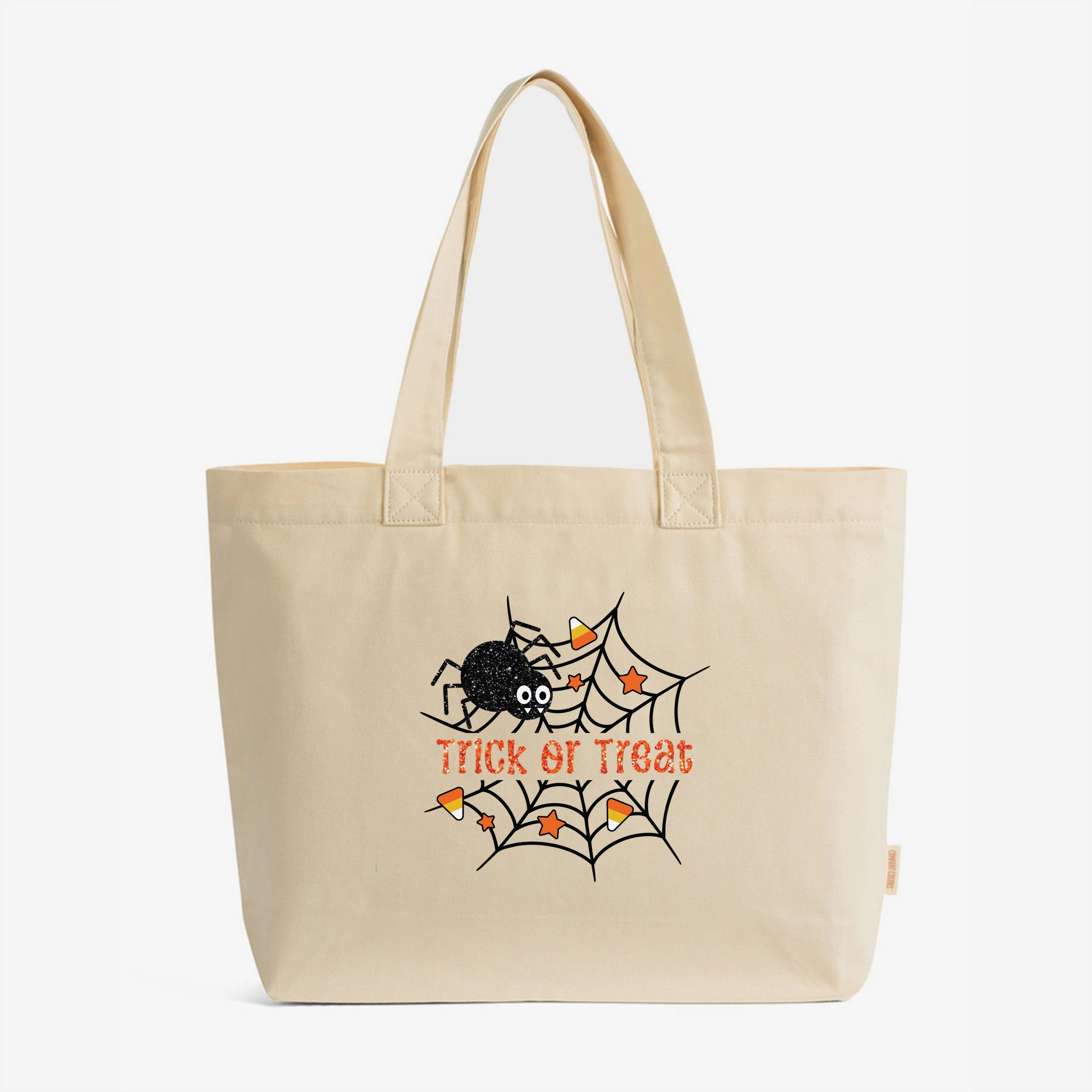 Simply Sage Market - Zippered Canvas Tote - Trick or Treat Spiderweb Glitter