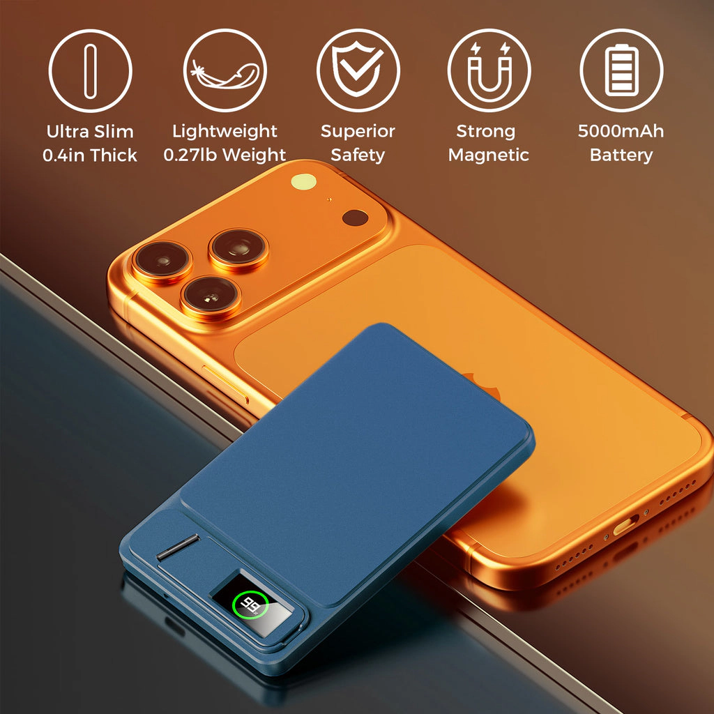 Alpha Digital 5,000mAh, Ultra-Thin, Magnetic Wireless Charging, Phone Stand - Power Bank