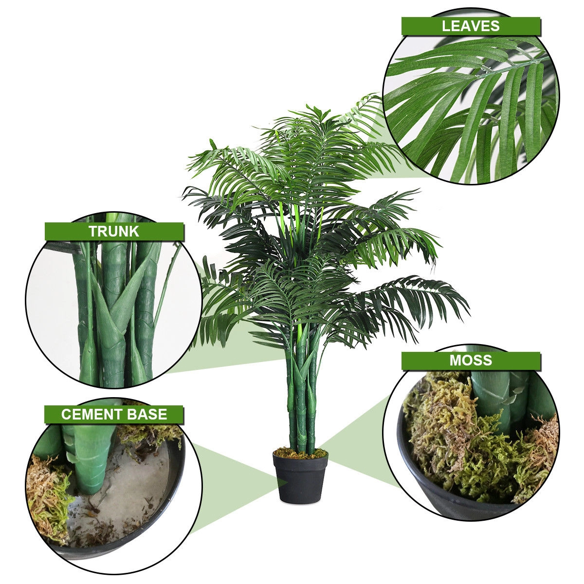 Slickblue 3.5ft Artificial Palm Tree Faux Plant with Layered Fronds Indoor Office Floor Decor