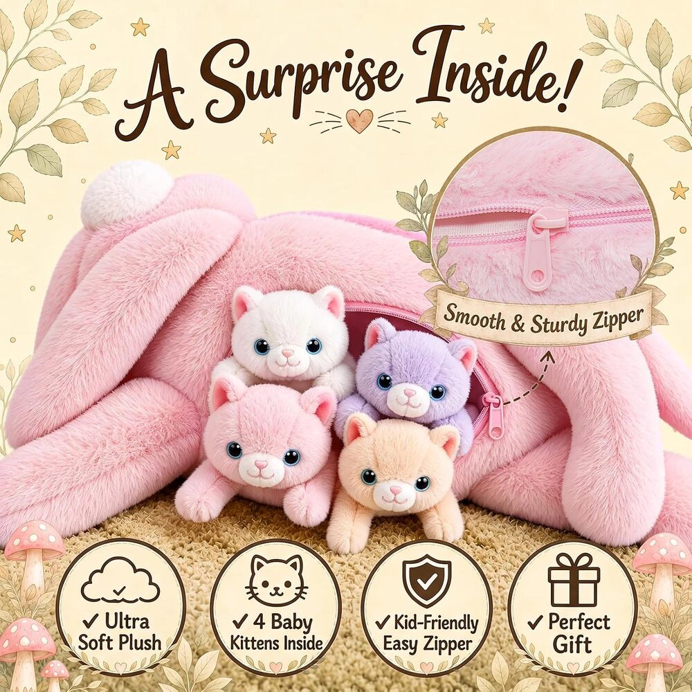 Radiant Essence Unisex Cotton Mommy Cat Plush Set