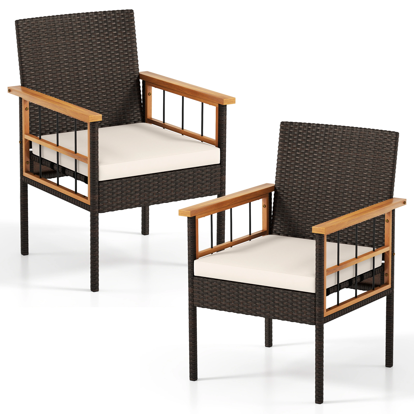 LJG Patio Dining Chairs Set of 2 with Soft Cushions