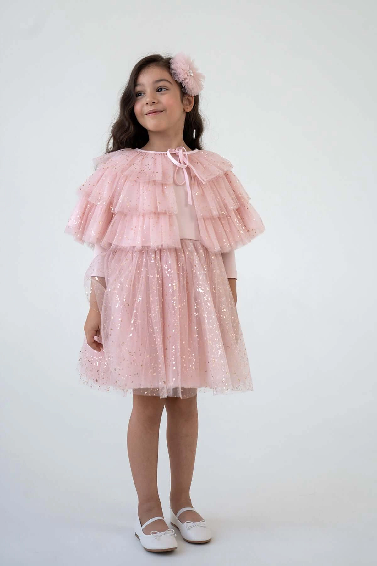Mini Celebrities Girls Full Shiny Pink Dress Set