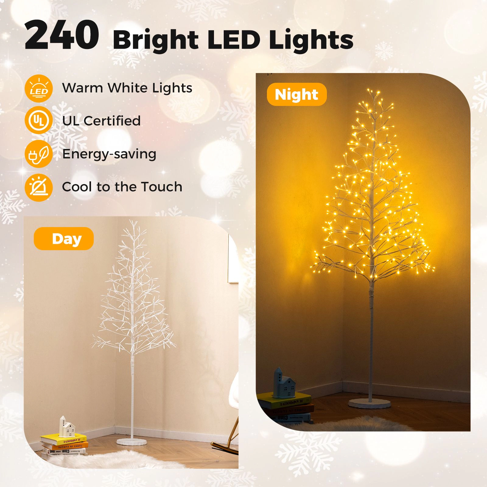 SlickBlue Artificial Lighted Birch Tree Decoration with Weighted Base for Indoor Display