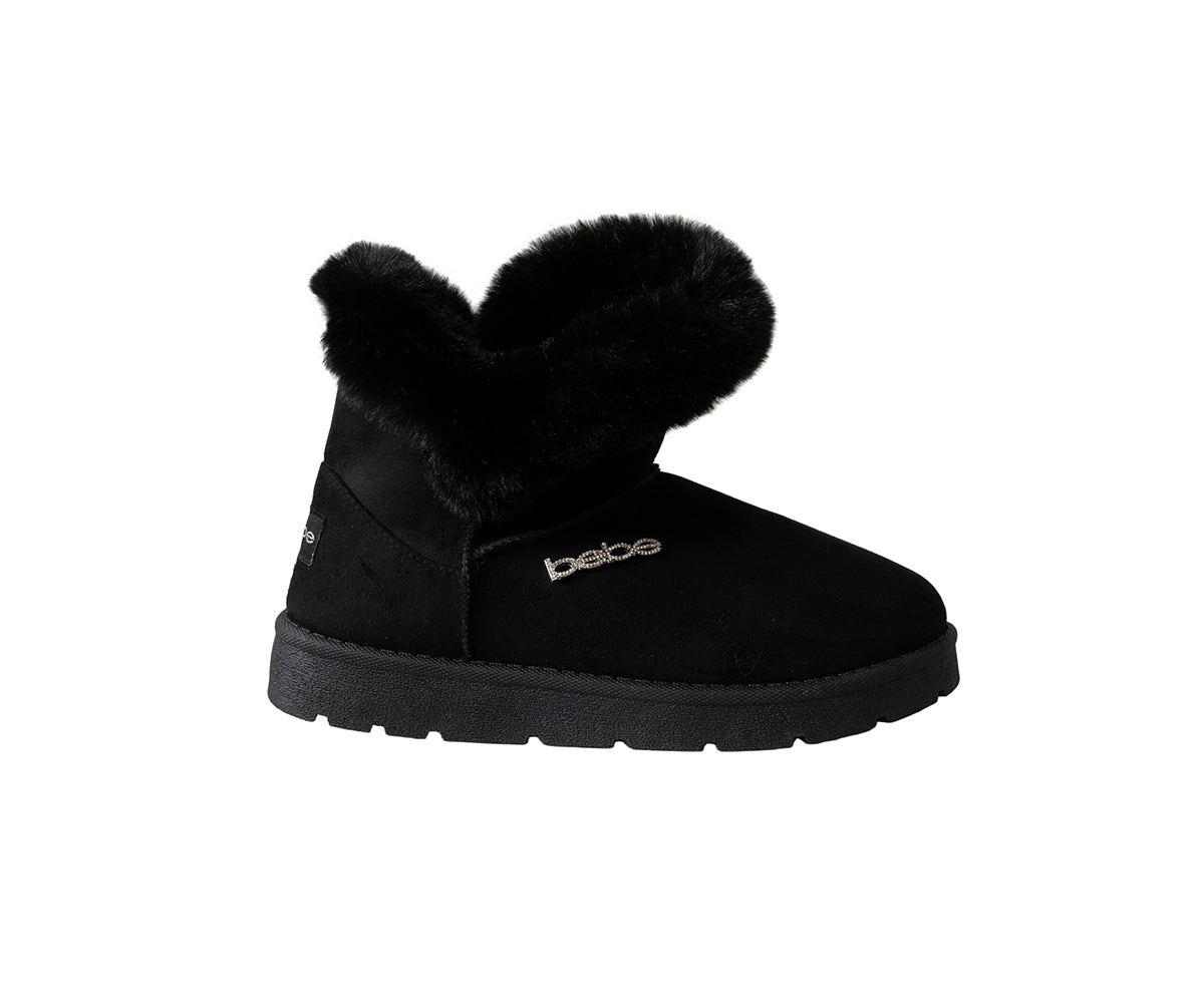 Bebe Women's Faux Fur Trim Boot with Charm Detail