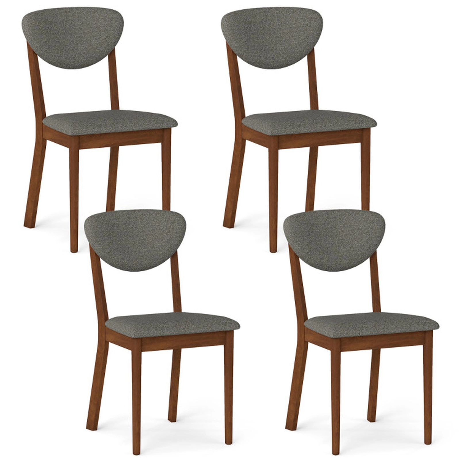 SUGIFT Wide Padded Seat Wooden Dining Chairs Set of 4 330-lb Capacity 18.5-in Seat Height Coffee and Gray