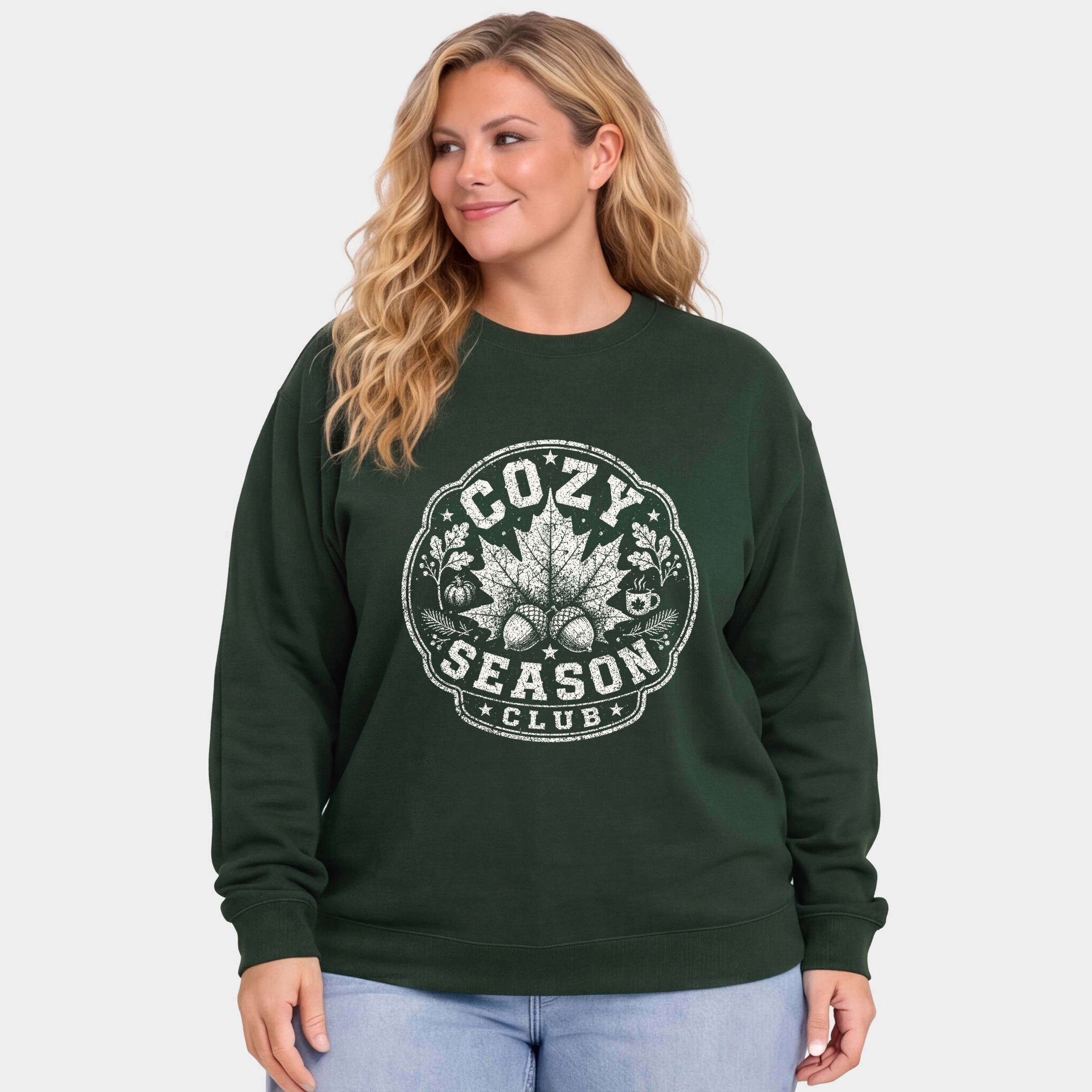 Simply Sage Market - Women's Plus Sweatshirt Cozy Season Club Leaf