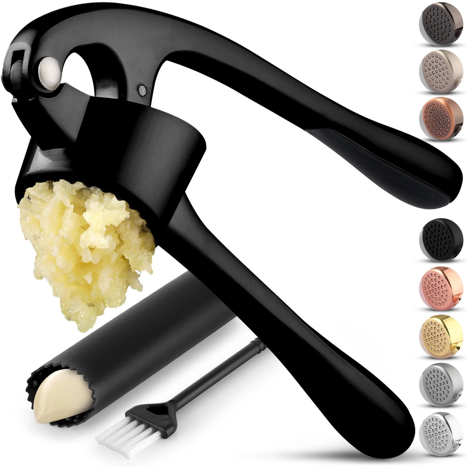 Zulay Kitchen Large Premium Garlic Press Set - Bigger Bowl for