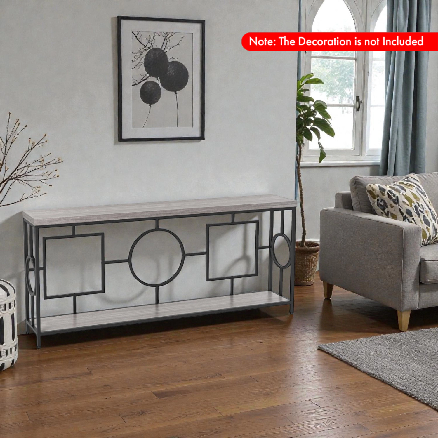 Hivvago Elegant Two-Tier Console with Marble-Look Top and Extra Storage