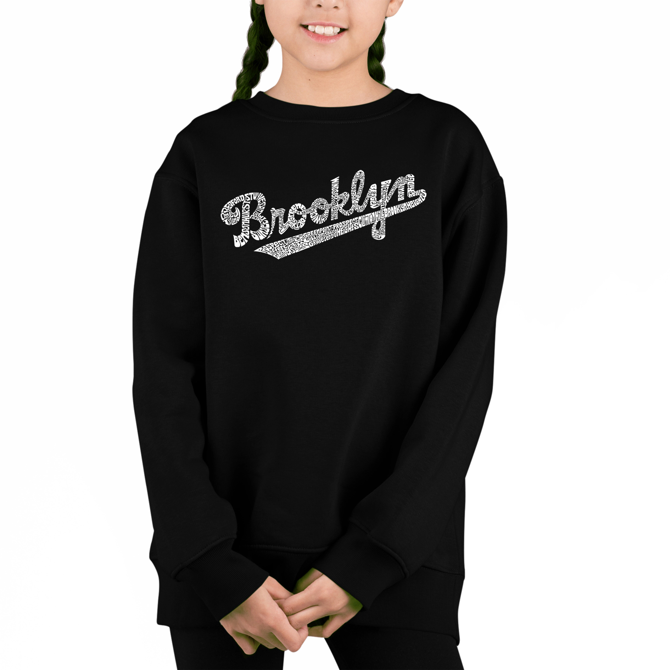 LA Pop Art Girl's Word Sweatshirt - Brooklyn Neighborhoods