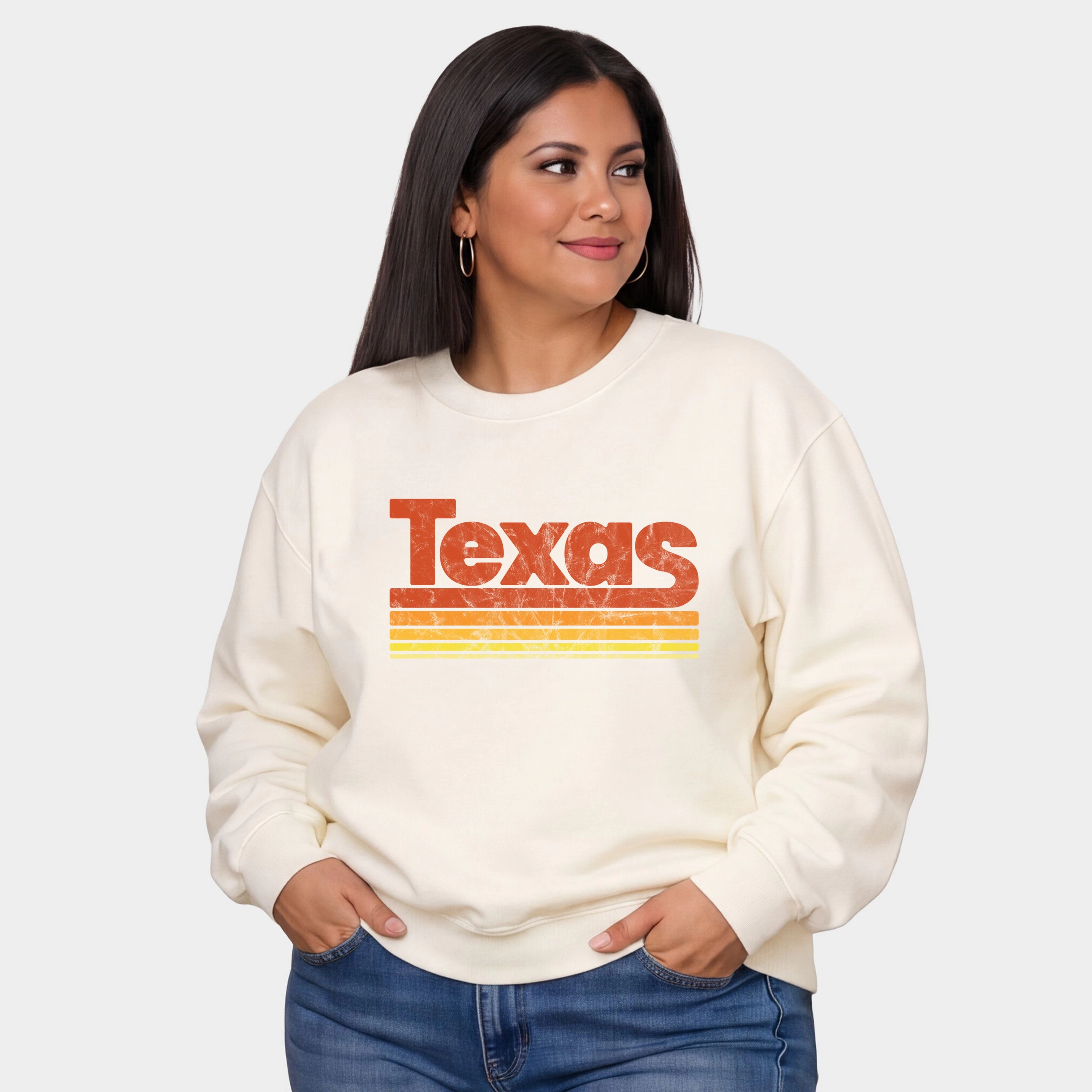 Simply Sage Market - Women's Plus Sized Graphic Sweatshirt Texas Retro Stripes