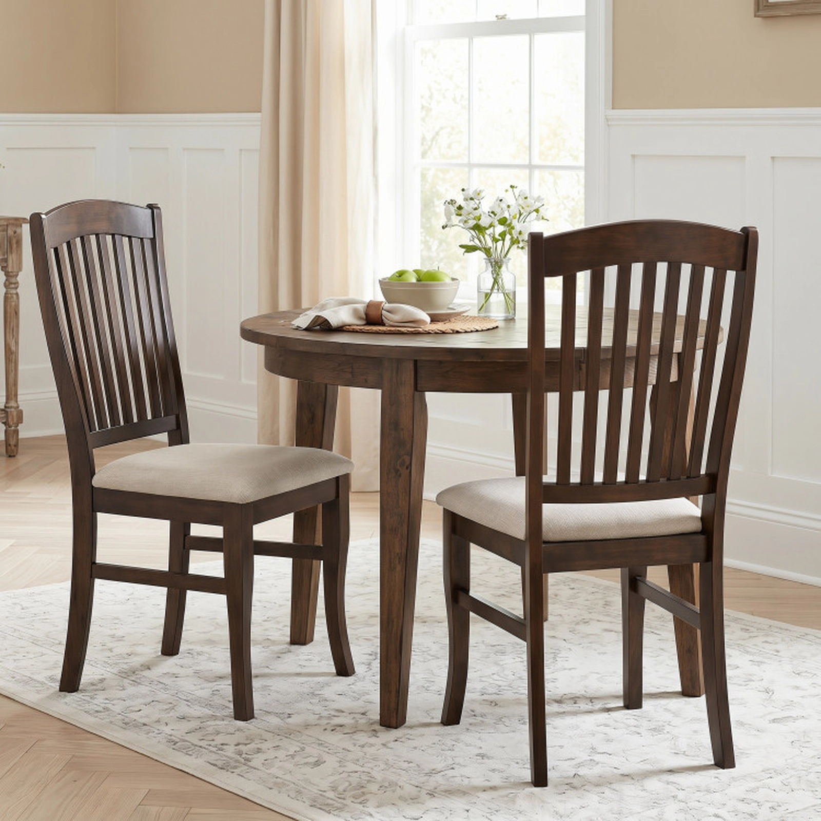 SUGIFT Set of 2 Brown Mid Century Dining Chairs with PU Leather Seat 18-in W 40-in H 400-lb Per Chair