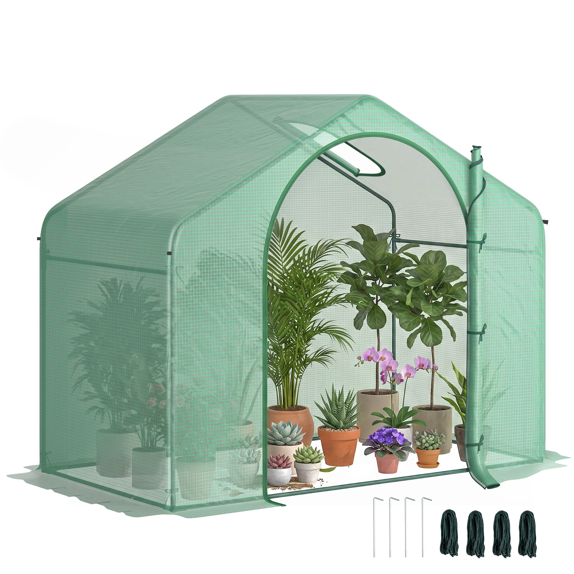 HONGGE 6' x 3' x 5' Portable Walk-in Greenhouse, Cover, Steel Frame Garden Hot House, Zipper Door, Top Vent for Flowers