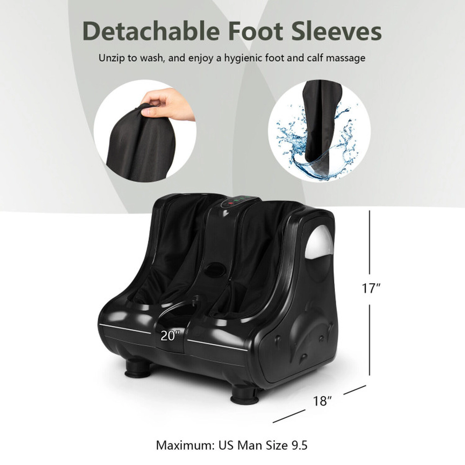 SUGIFT Black Foot and Calf Massager with Heat Vibration and Deep Kneading Shiatsu Nodes 20-in W 18-in D 17-in H