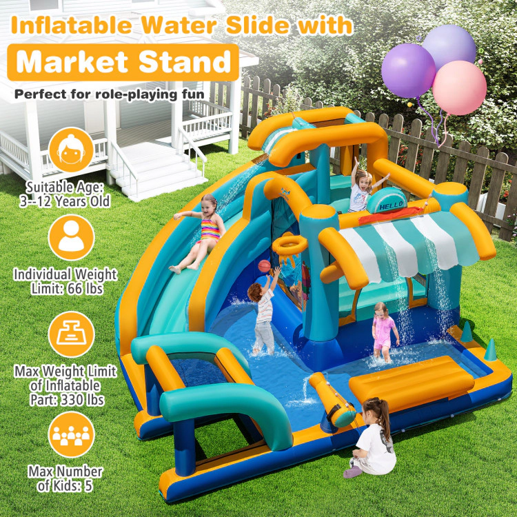 Hivvago Inflatable Water Slide Bounce House Kids Jump Castle with 735W Blower
