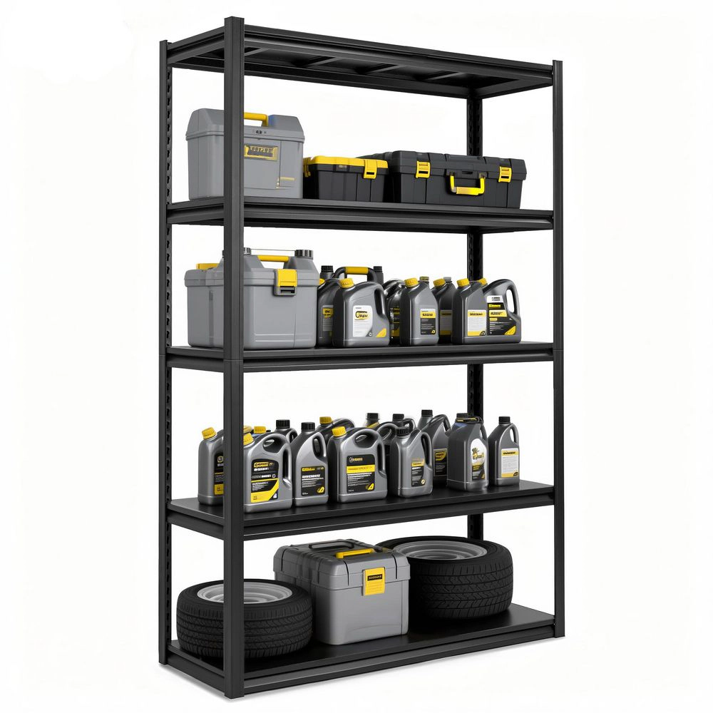 Flynama 5-Tiers Heavy Duty Metal Adjustable Garage Storage Shelving Unit in Black (47.2 in. W x in. H x in. D