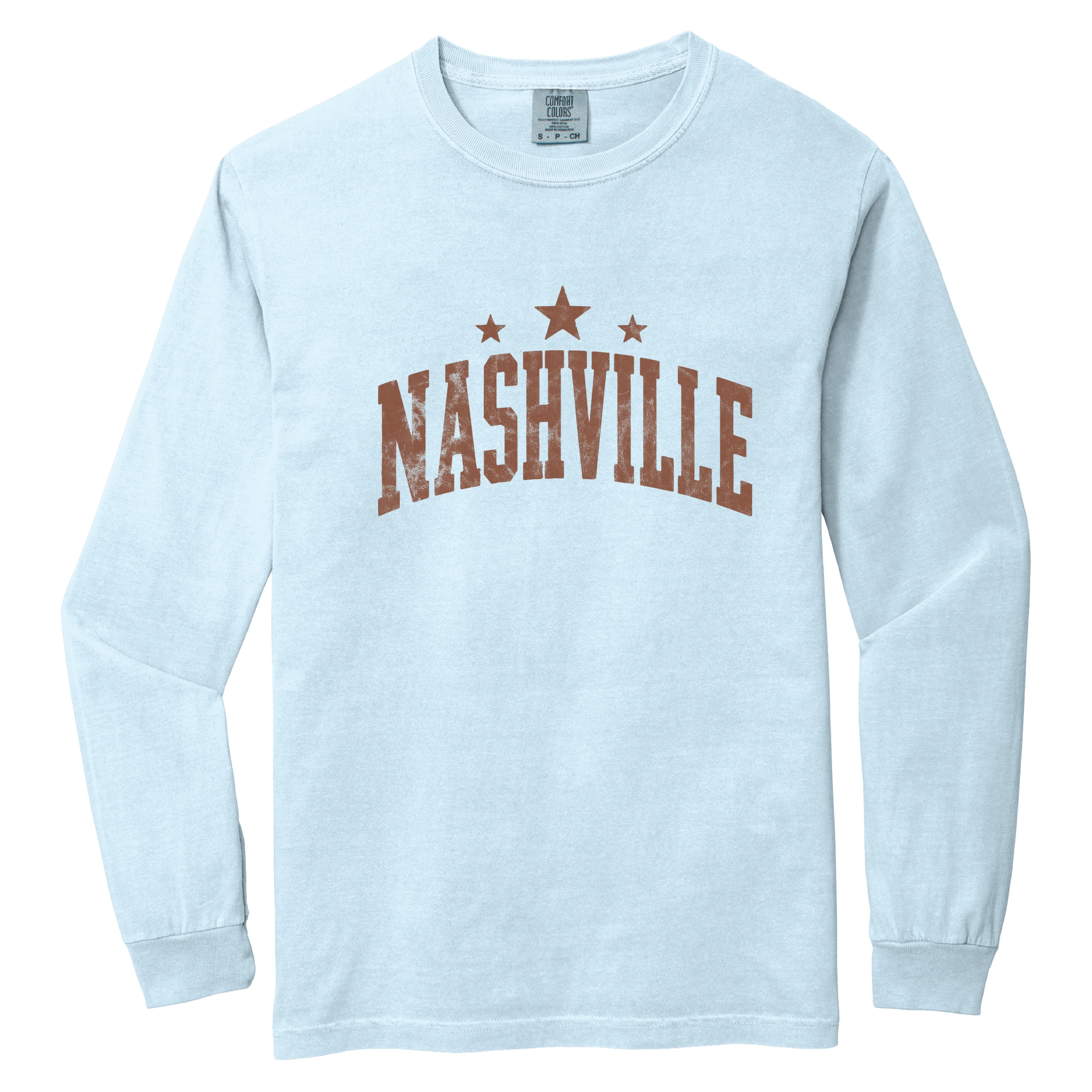 Simply Sage Market - Women's Garment Dyed Long Sleeve Graphic T-Shirt Nashville Varsity Stars