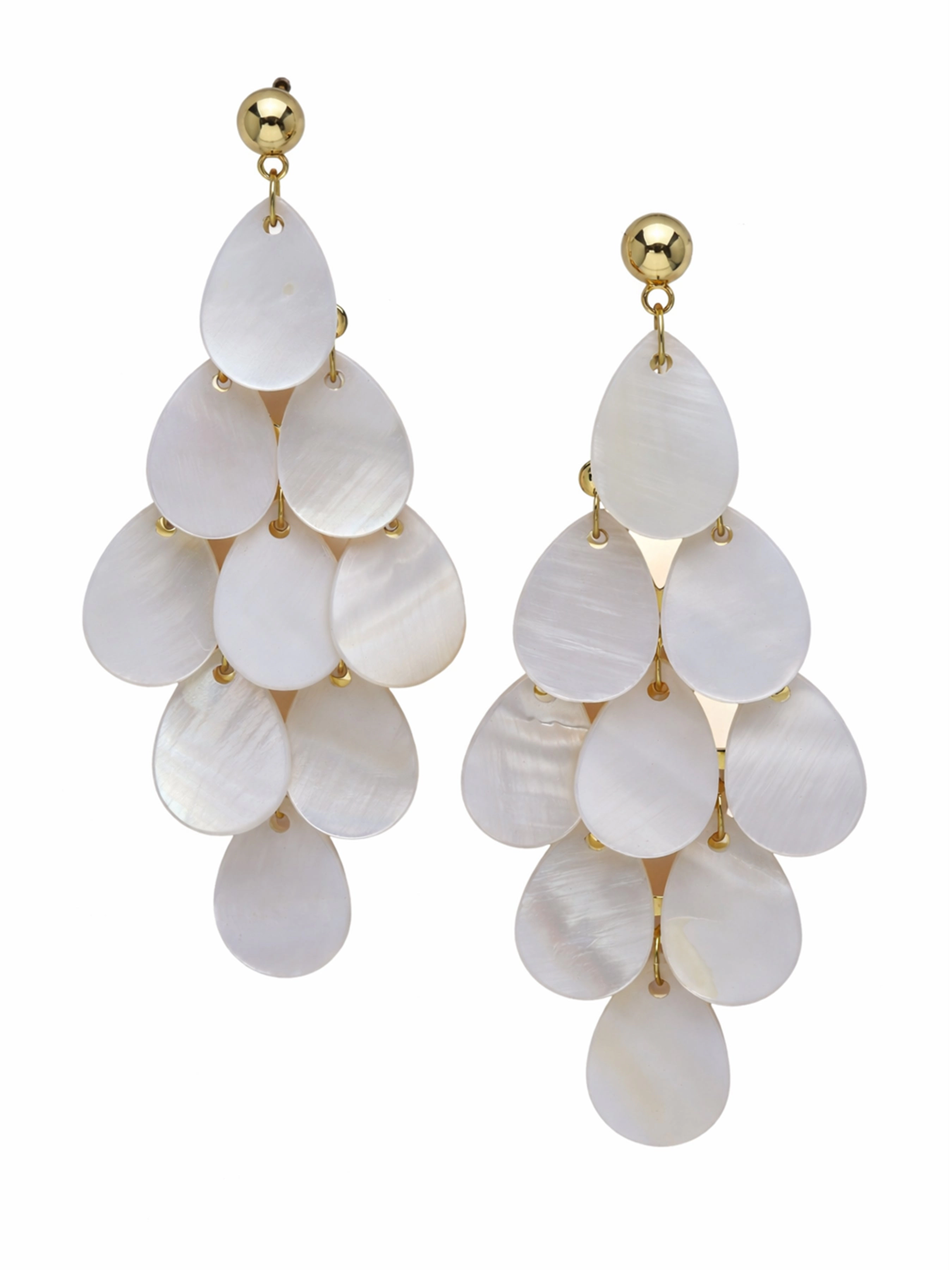 AGP PARIS Womens Mother-of-Pearl Cascade Chandelier Earrings