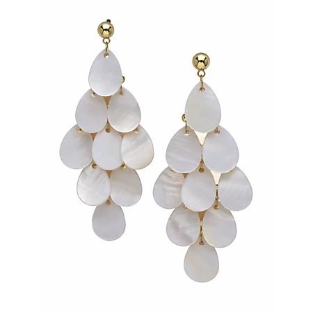 AGP PARIS Womens Diva Long Silver Leaf Drop Earrings, Color