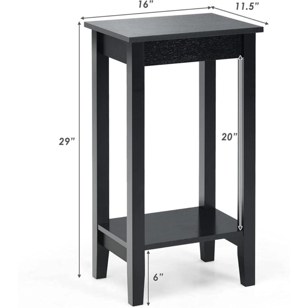 Hivvago Modern Two-Tier End Tables with Open Storage Shelf - Set of 2